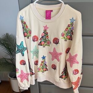 QUEEN OF SPARKLES Festive Star and Tree Sweater